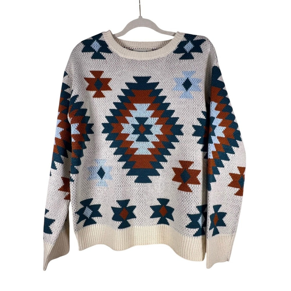 Rockin' C Southwest Aztec Knit Geometric Sweater Size Small